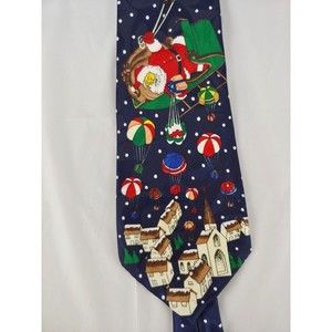 Renaissance Christmas Tie Hand Made Santa Clause Reindeer Holiday